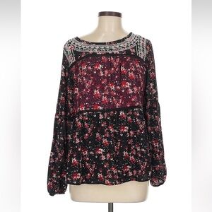 Knox Rose Red and Black Floral Blouse